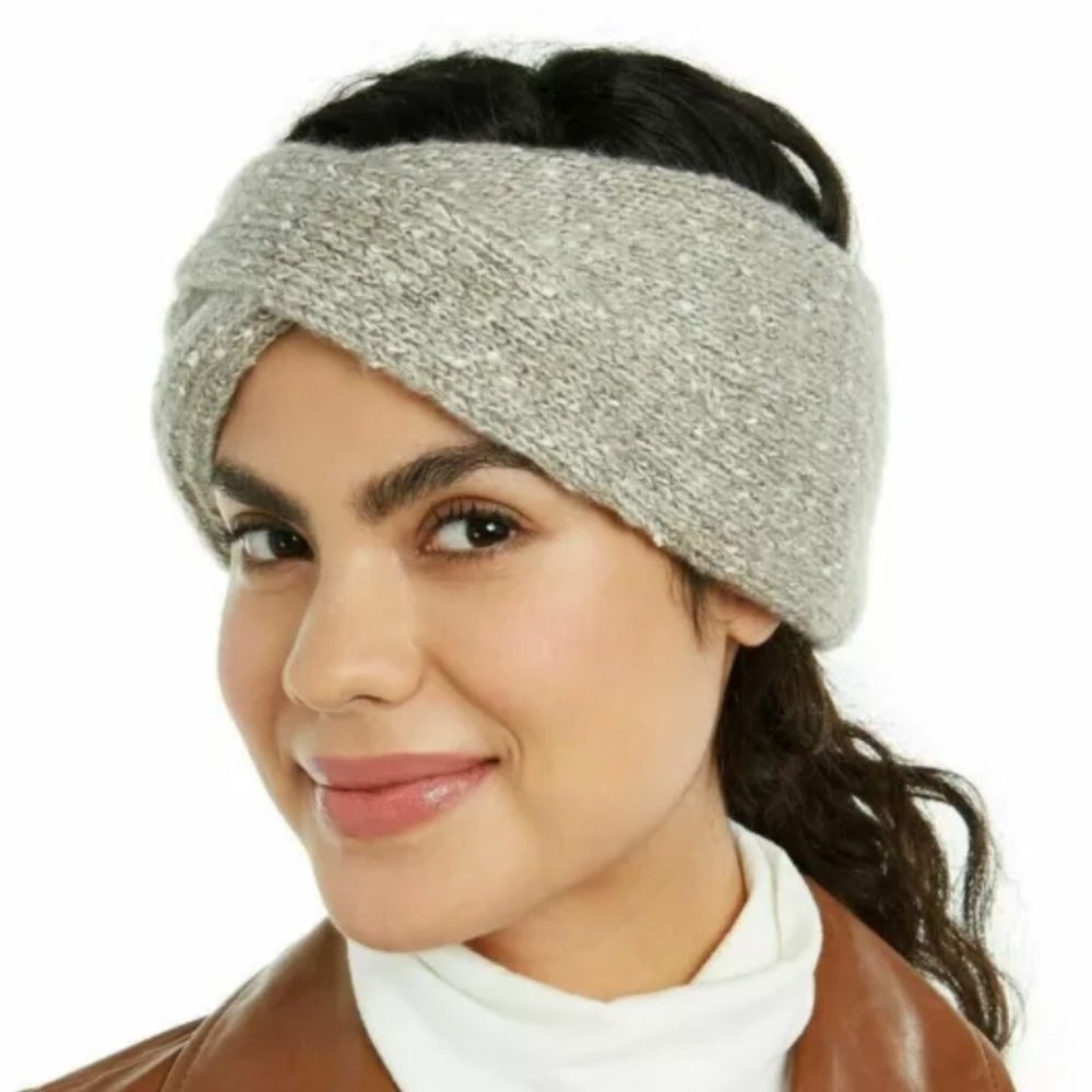 DKNY head band winter metallic gray one size Bandana